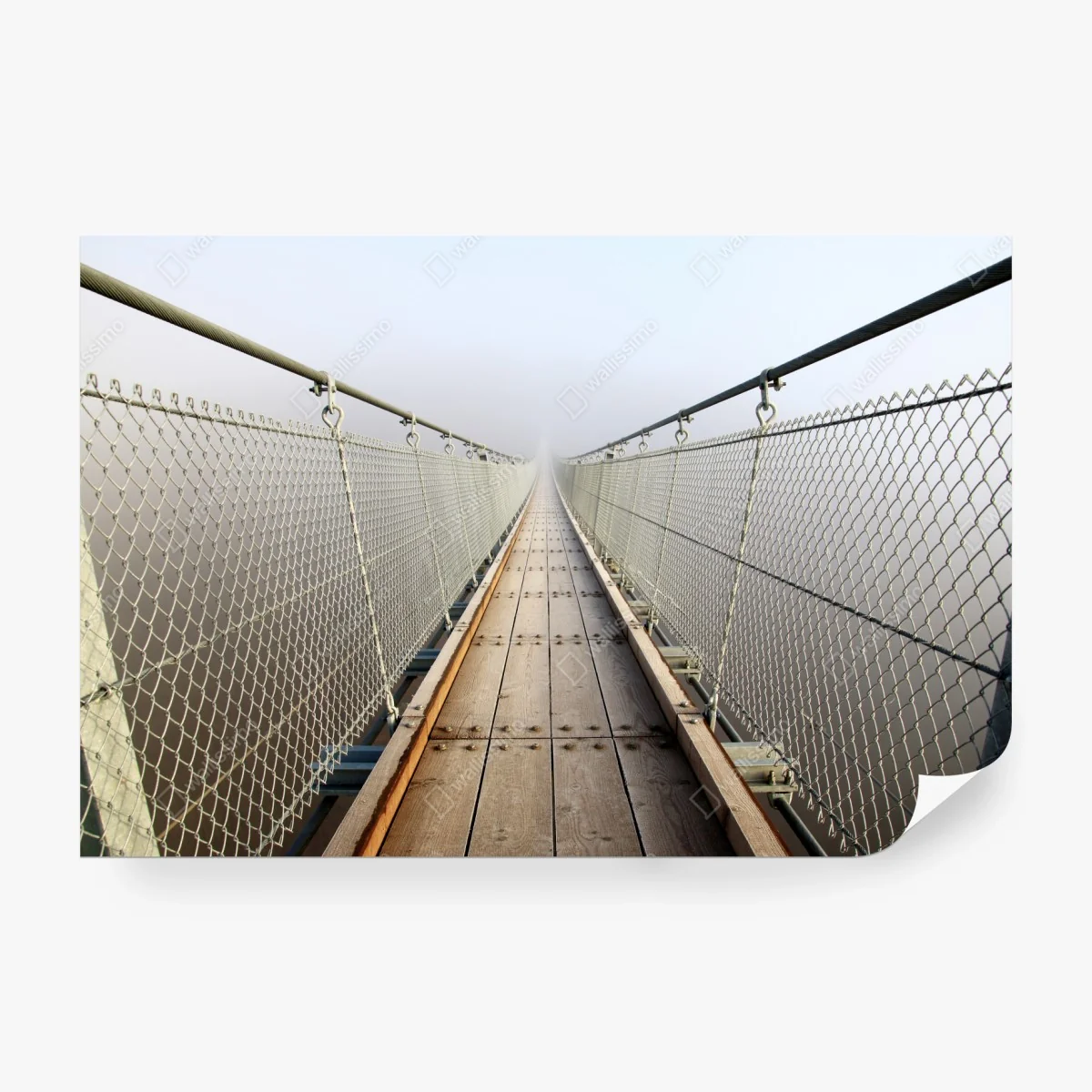 Fototapete neblige hängebrücke die in den nebel führt – Wallnifity®