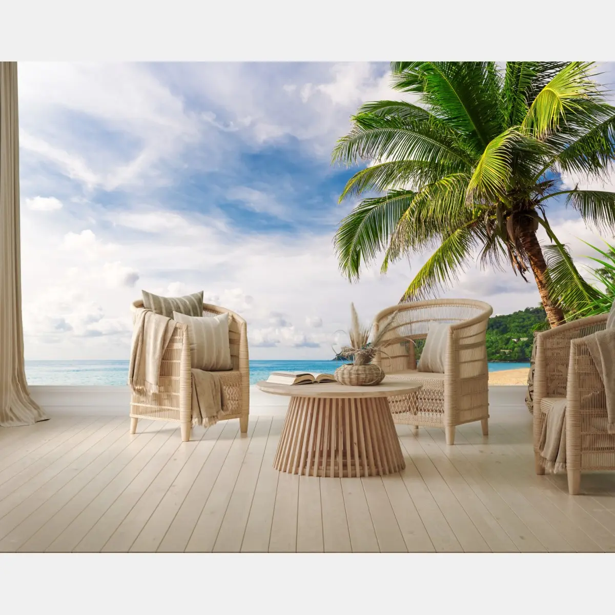 Fototapete tropischer strand in Phuket mit palme – Wallnifity®