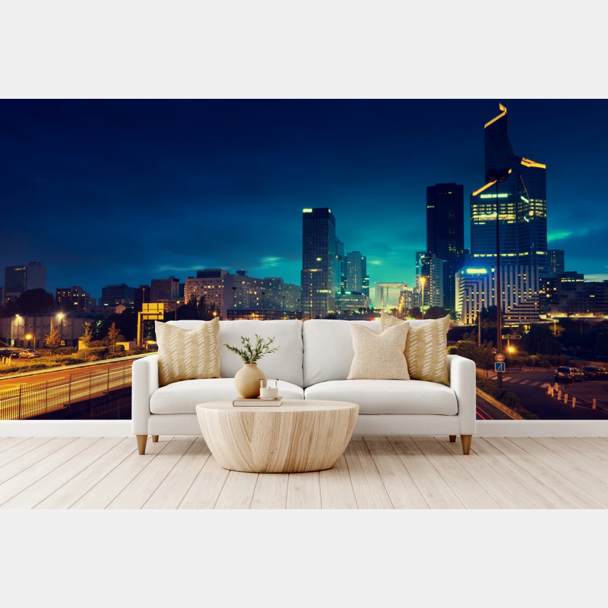Fototapete La Défense skyline bei dämmerung – Wallnifity®