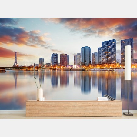 Fototapete Paris skyline bei sonnenuntergang mit Eiffelturm – Wallnifity®