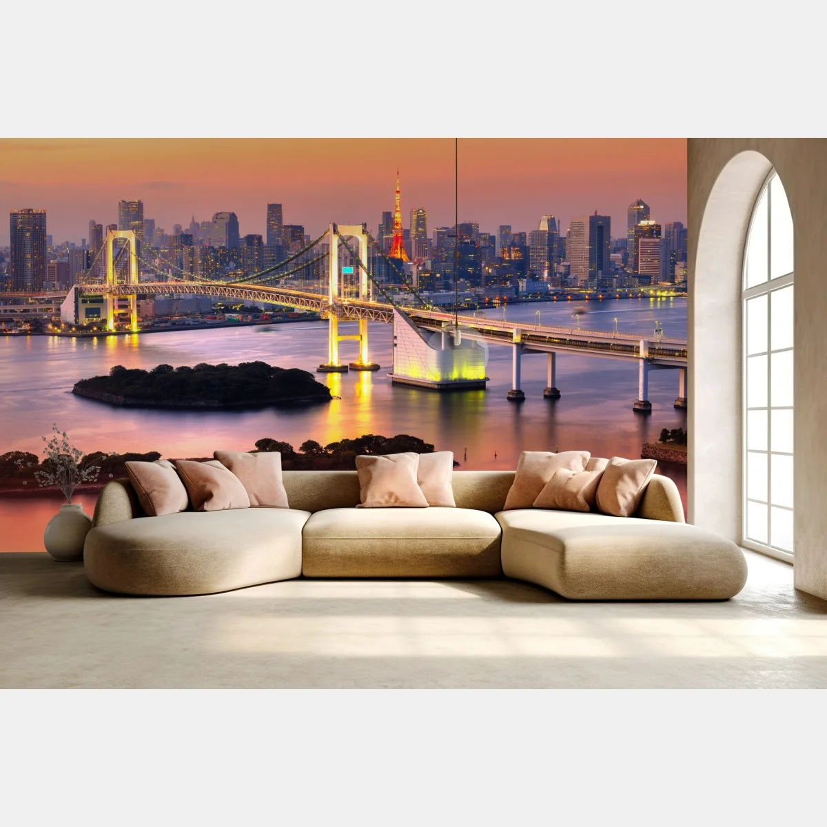Fototapete Tokio skyline bei sonnenuntergang – Wallnifity® Fototapete Tokio skyline bei sonnenuntergang – Wallnifity®
