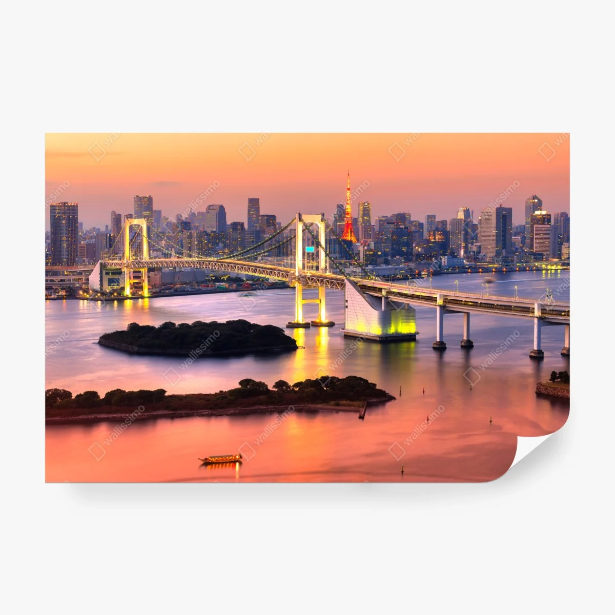 Fototapete Tokio skyline bei sonnenuntergang – Wallnifity® Fototapete Tokio skyline bei sonnenuntergang – Wallnifity®