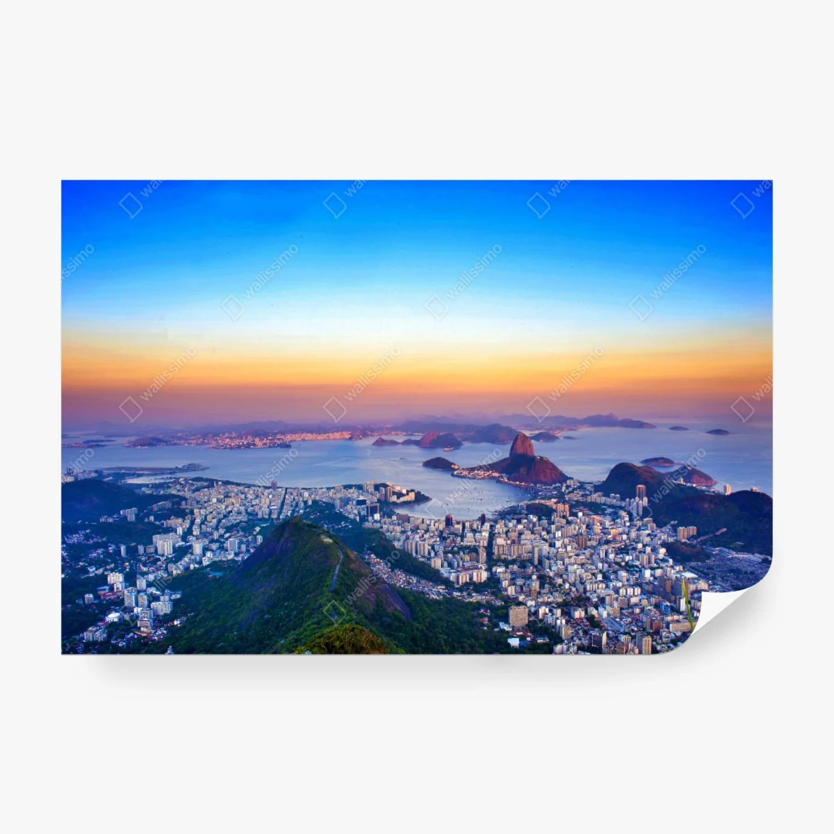 Fototapete panorama von Rio de Janeiro bei sonnenuntergang – Wallnifity®