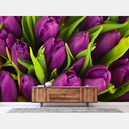 Fototapete lila tulpen im bukett – Wallnifity®