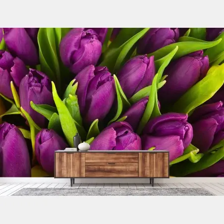 Fototapete lila tulpen im bukett – Wallnifity®