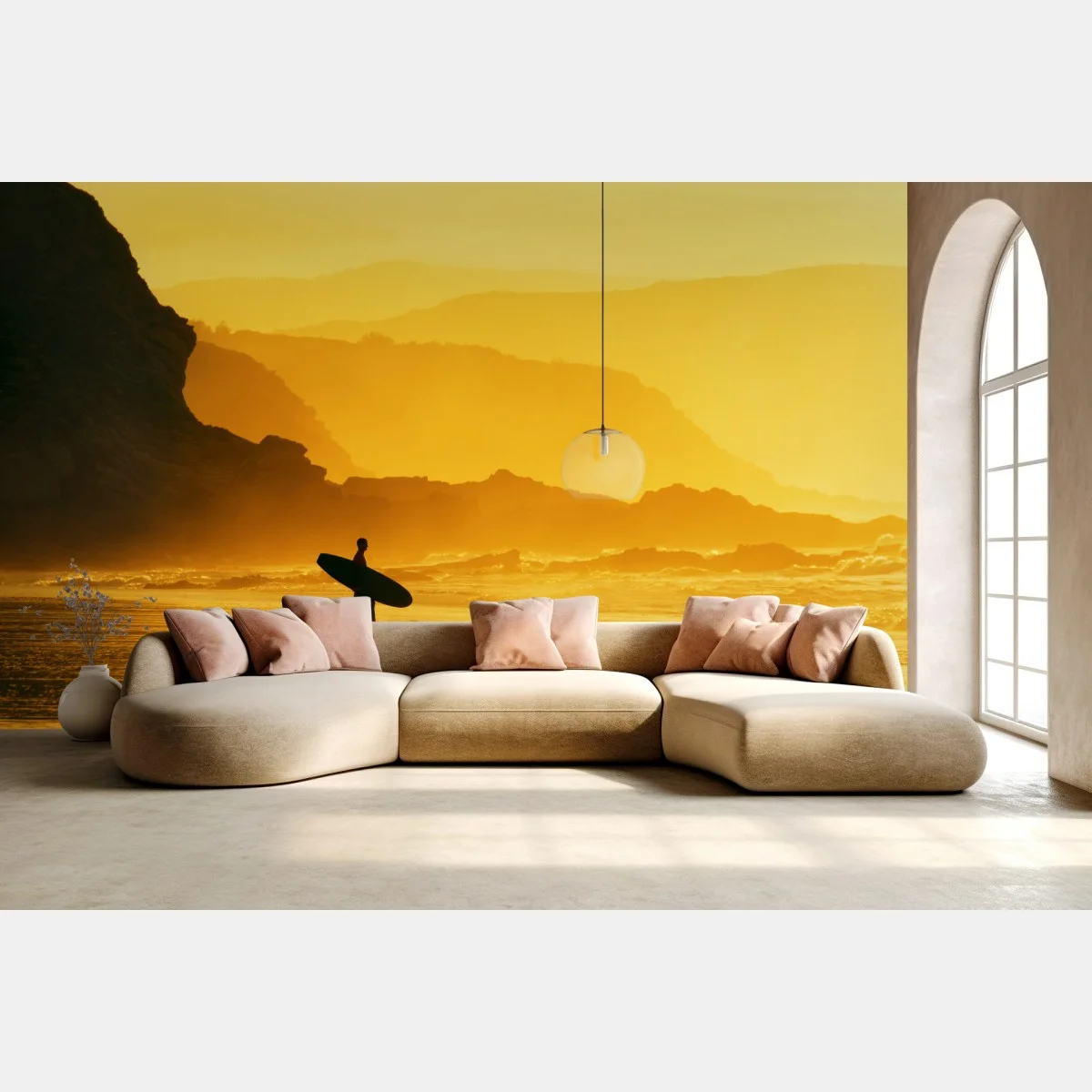 Fototapete surfer im goldenen sonnenuntergang – Wallnifity® Fototapete surfer im goldenen sonnenuntergang – Wallnifity®