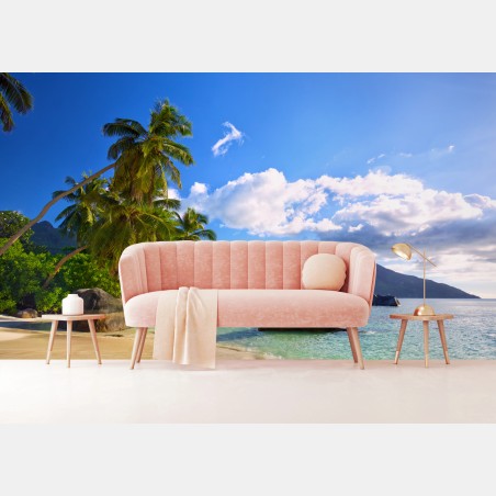 Fototapete tropischer strand auf Mahé – Wallnifity®