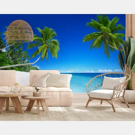 Fototapete tropischer strand mit palmen – Wallnifity®