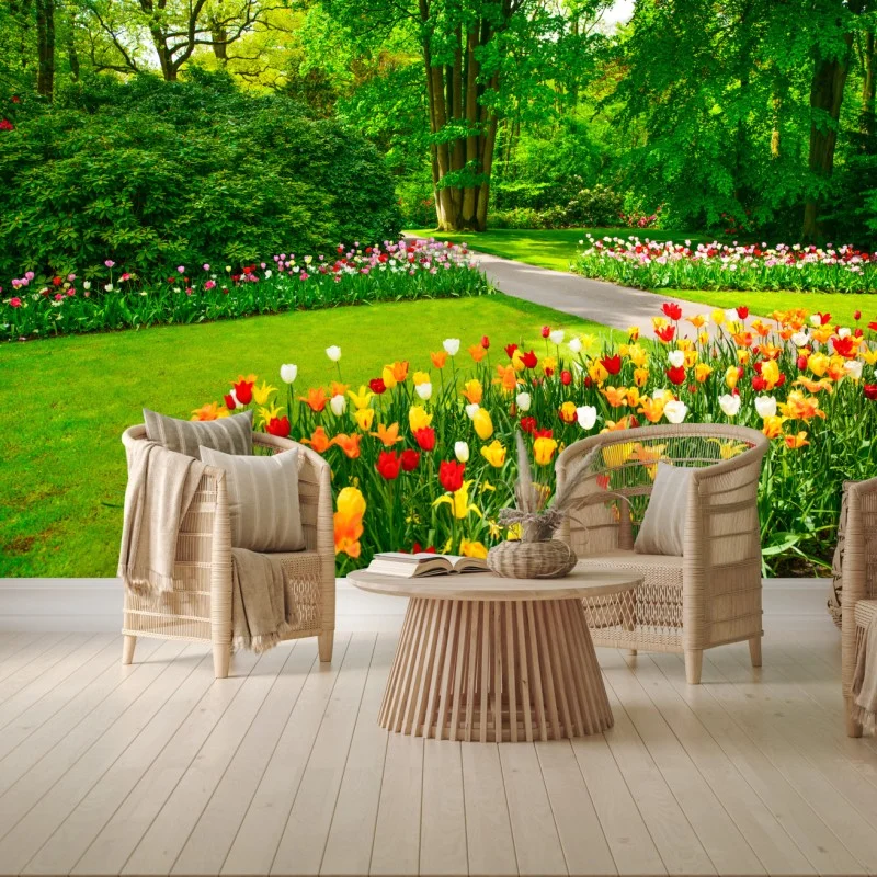 Fototapete lebendiger tulpengarten in Keukenhof – Wallnifity®