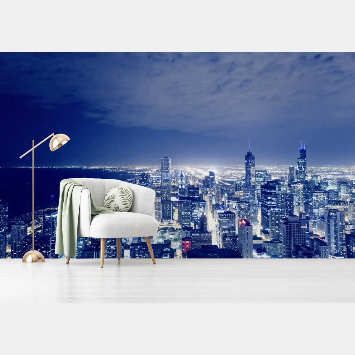 Fototapete Chicago nächtliche skyline panorama – Wallnifity®