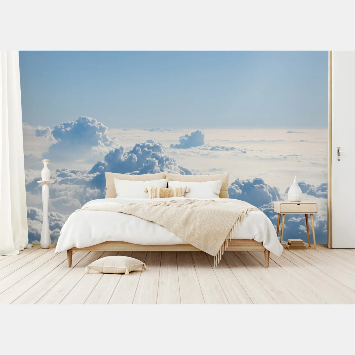 Fototapete luftige wolkenlandschaft im soften blau – Wallnifity® Fototapete luftige wolkenlandschaft im soften blau – Wallnifity®