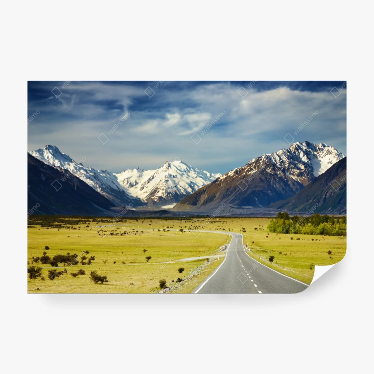 Fototapete straße zu den Südlichen Alpen, Neuseeland – Wallnifity® Fototapete straße zu den Südlichen Alpen, Neuseeland – Wallnifity®