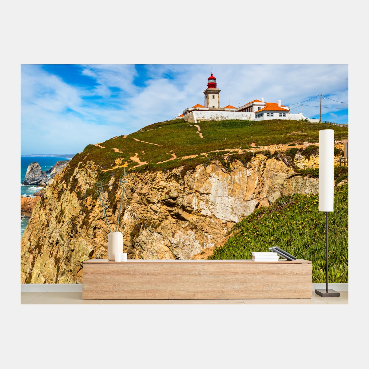 Fototapete leuchtturm auf den klippen von Cabo da Roca – Wallnifity®