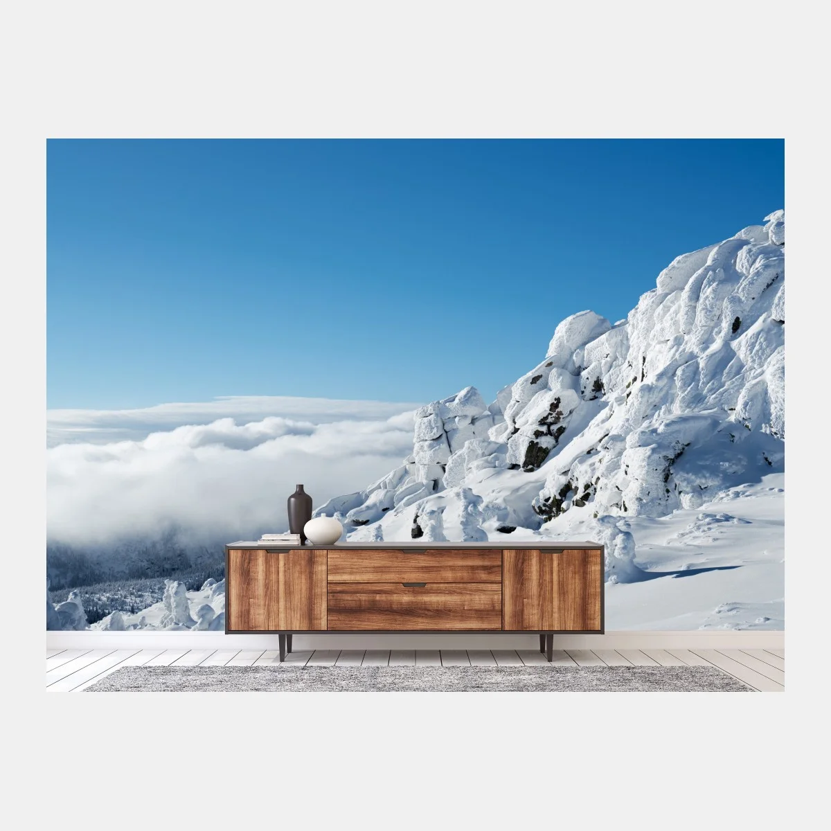 Fototapete ruhige verschneite berglandschaft – Wallnifity® Fototapete ruhige verschneite berglandschaft – Wallnifity®