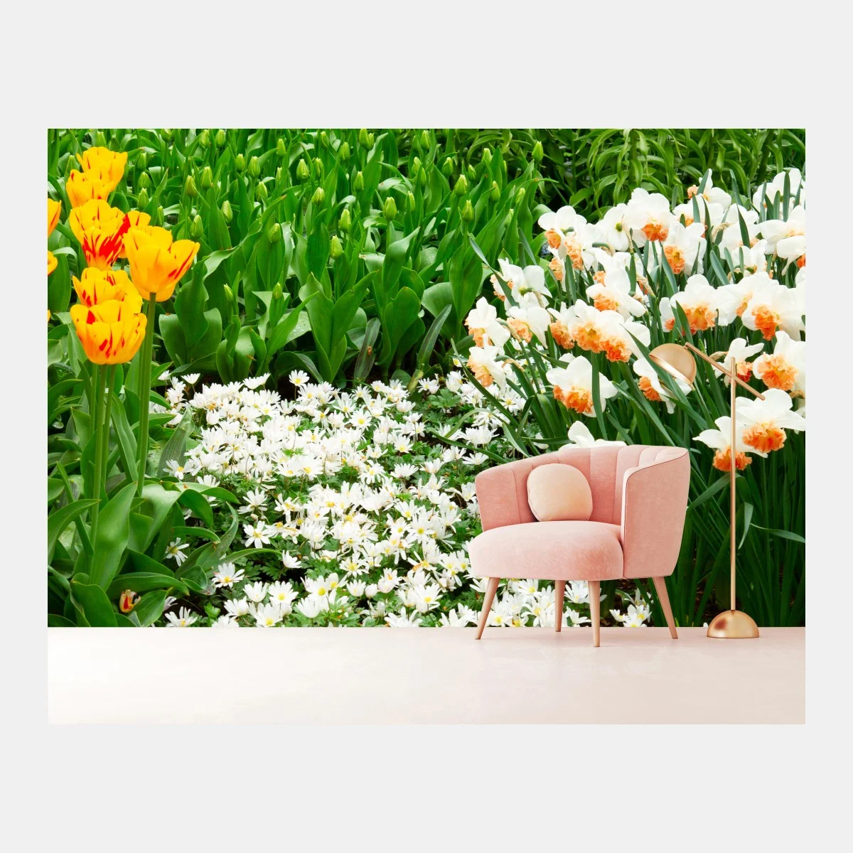 Fototapete lebendiger frühlingsblumengarten – Wallnifity® Fototapete lebendiger frühlingsblumengarten – Wallnifity®