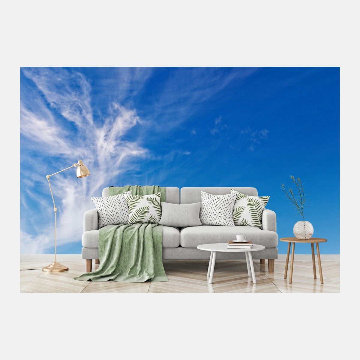 Fototapete ruhige wiese unter blauem himmel – Wallnifity®