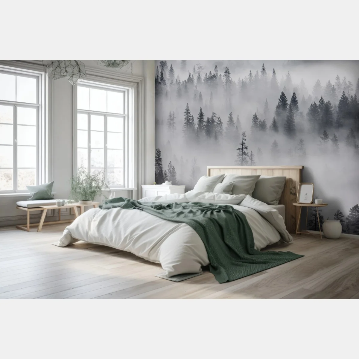 Fototapete nebeliger kiefernwald – Wallnifity® Fototapete nebeliger kiefernwald – Wallnifity®