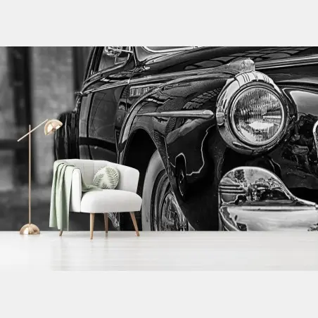Fototapete vintage klassisches auto auf kopfsteinpflaster – Wallnifity®
