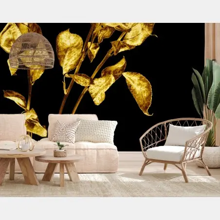 Fototapete goldene rosen vor schwarzem hintergrund – Wallnifity®