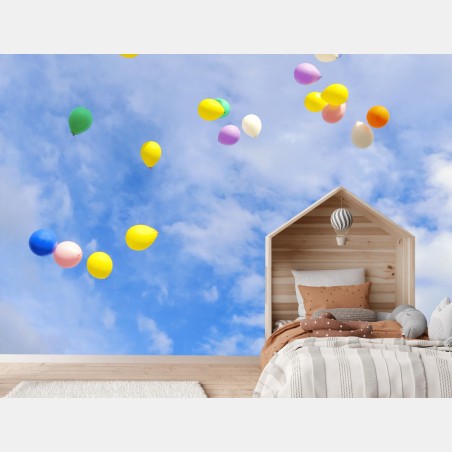 Fototapete bunte luftballons steigen in den himmel – Wallnifity®