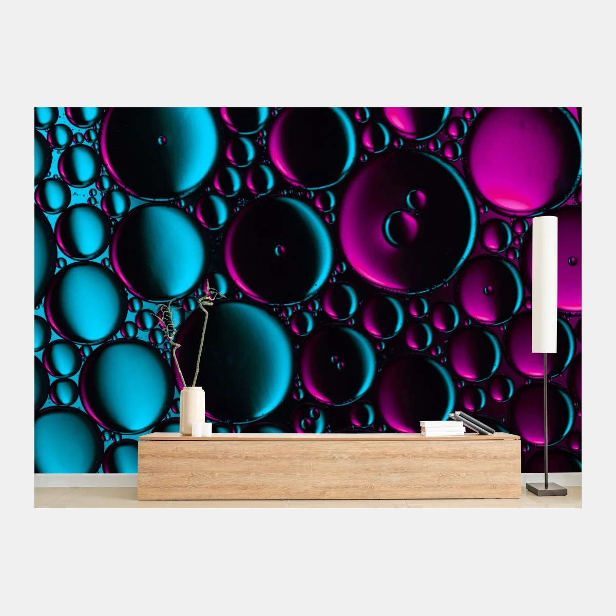 Fototapete türkis-magenta blasenmuster – Wallnifity® Fototapete türkis-magenta blasenmuster – Wallnifity®