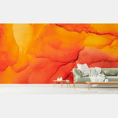 Fototapete lebendige orange abstrakte alkoholkunst – Wallnifity®