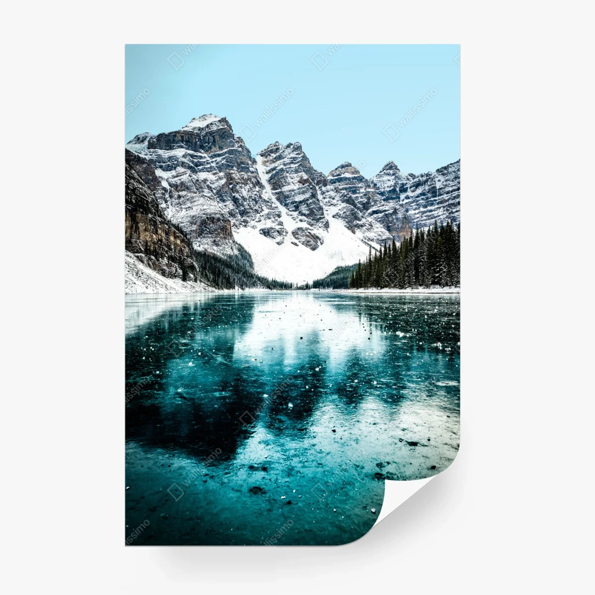 Fototapete eisiger türkissee mit bergreflexion – Wallnifity®