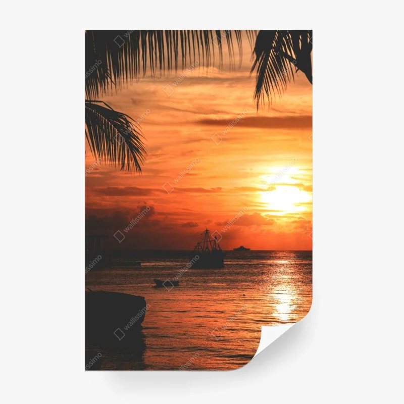 Fototapete tropischer sonnenuntergang am meer – Wallnifity® Fototapete tropischer sonnenuntergang am meer – Wallnifity®