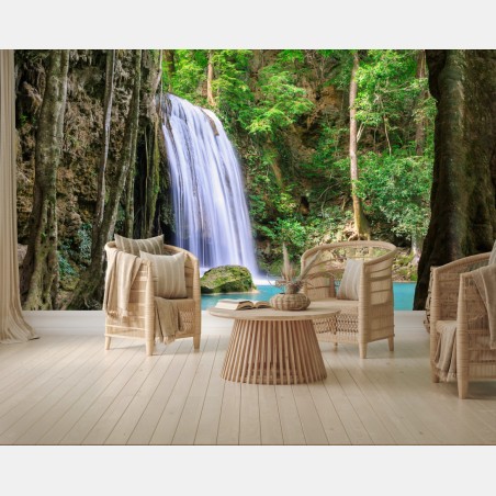 Fototapete ruhiger wasserfall im Erawan Nationalpark – Wallnifity®