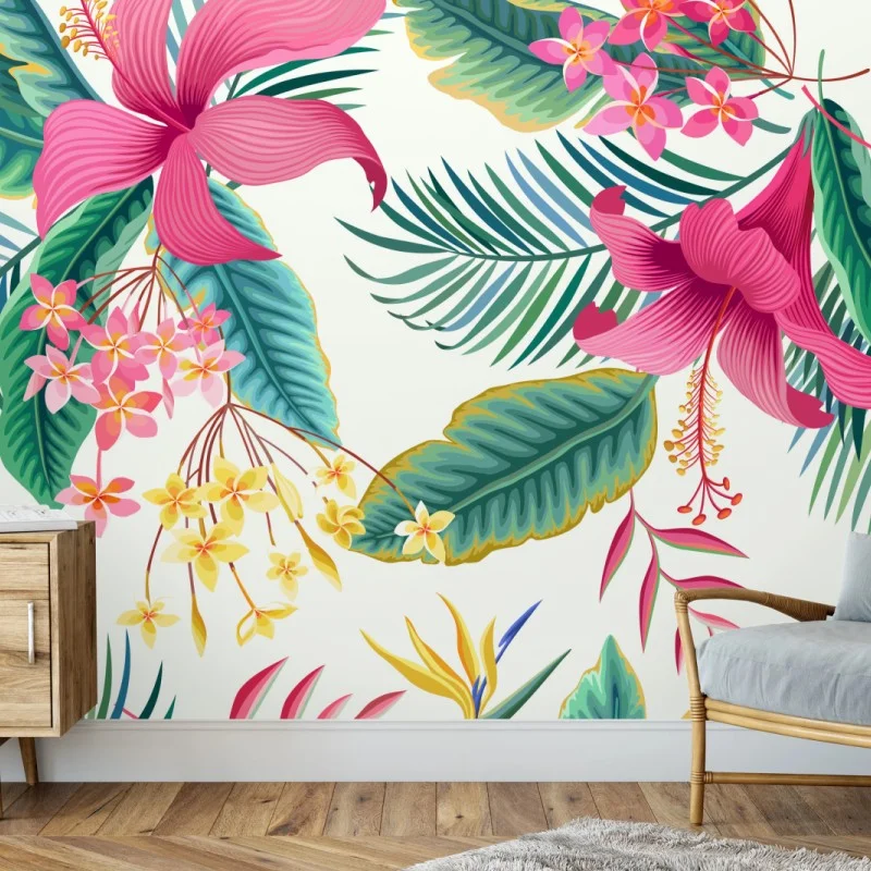 Fototapete tropisches botanisches blumenmuster