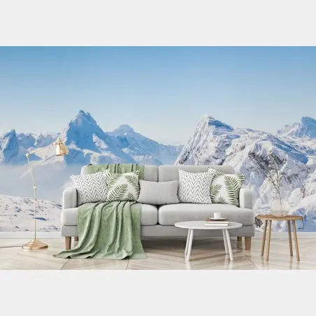 Fototapete ruhige panorama verschneiter berge – Wallnifity®