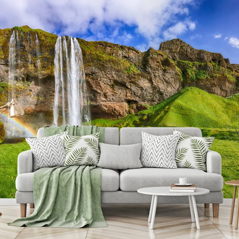 Fototapete Seljalandsfoss wasserfall panorama – Wallnifity®