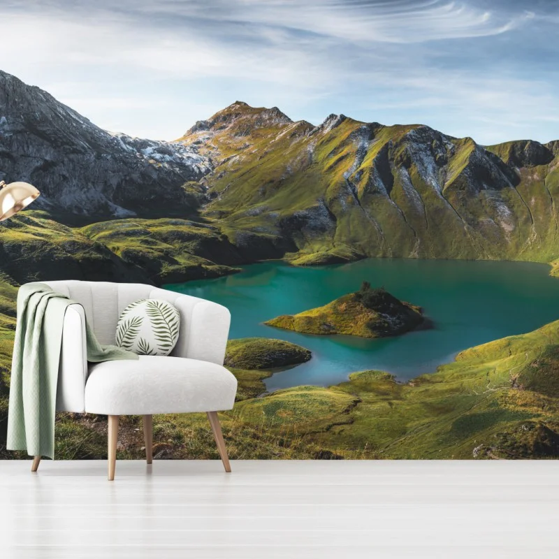 Fototapete türkises seeidyll am Schrecksee, Bayern – Wallnifity® Fototapete türkises seeidyll am Schrecksee, Bayern – Wallnifity®