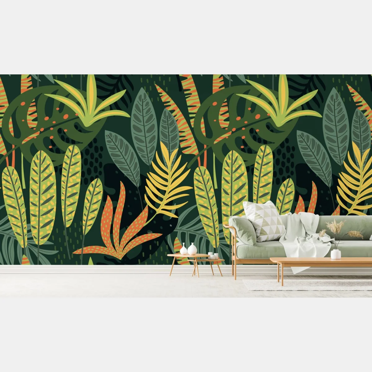 Fototapete botanisches blattmuster im dschungelstil – Wallnifity® Fototapete botanisches blattmuster im dschungelstil – Wallnifity®