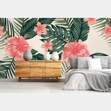 Fototapete tropisches hibiskusmuster – Wallnifity®