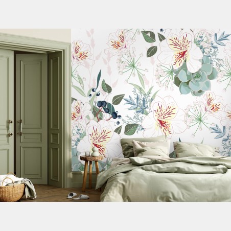 Fototapete zartes pastell blumenmuster – Wallnifity®