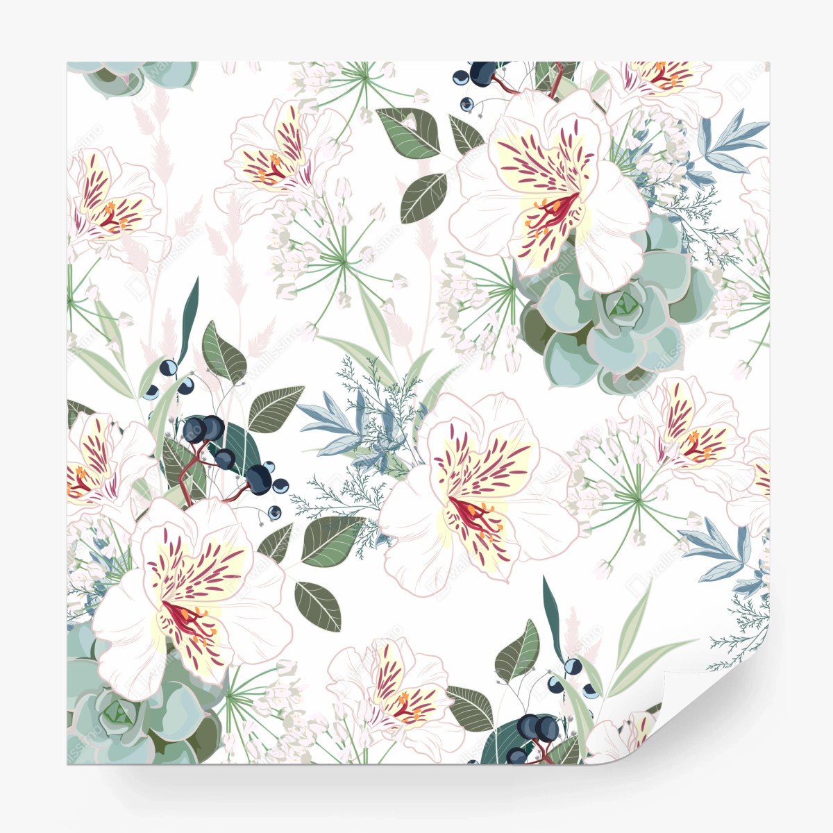 Fototapete zartes pastell blumenmuster – Wallnifity®