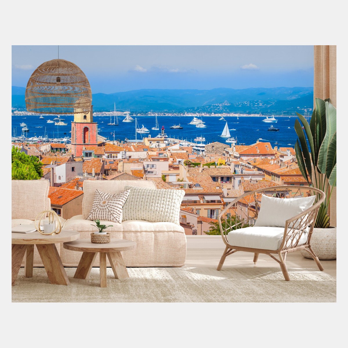 Fototapete sonniges mediterranes hafenpanorama – Wallnifity®
