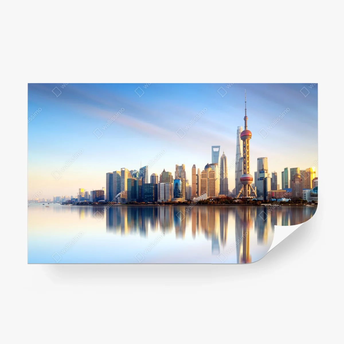Fototapete Shanghai skyline spiegelung bei sonnenaufgang – Wallnifity®