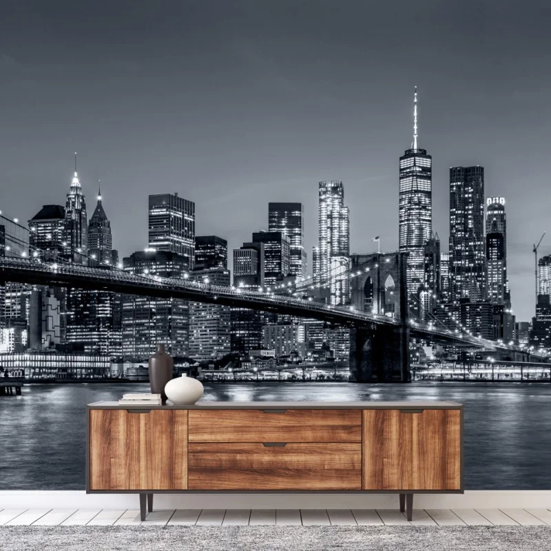 Fototapete New York skyline bei nacht – Wallnifity®