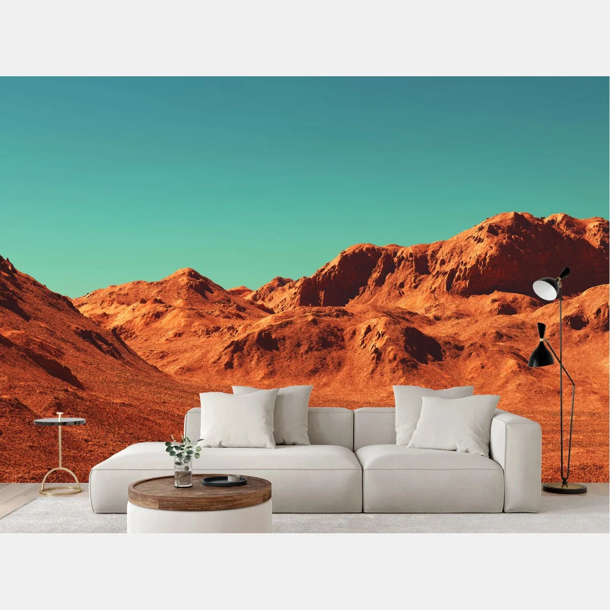 Fototapete marslandschaft — planetarische szene – Wallnifity® Fototapete marslandschaft — planetarische szene – Wallnifity®