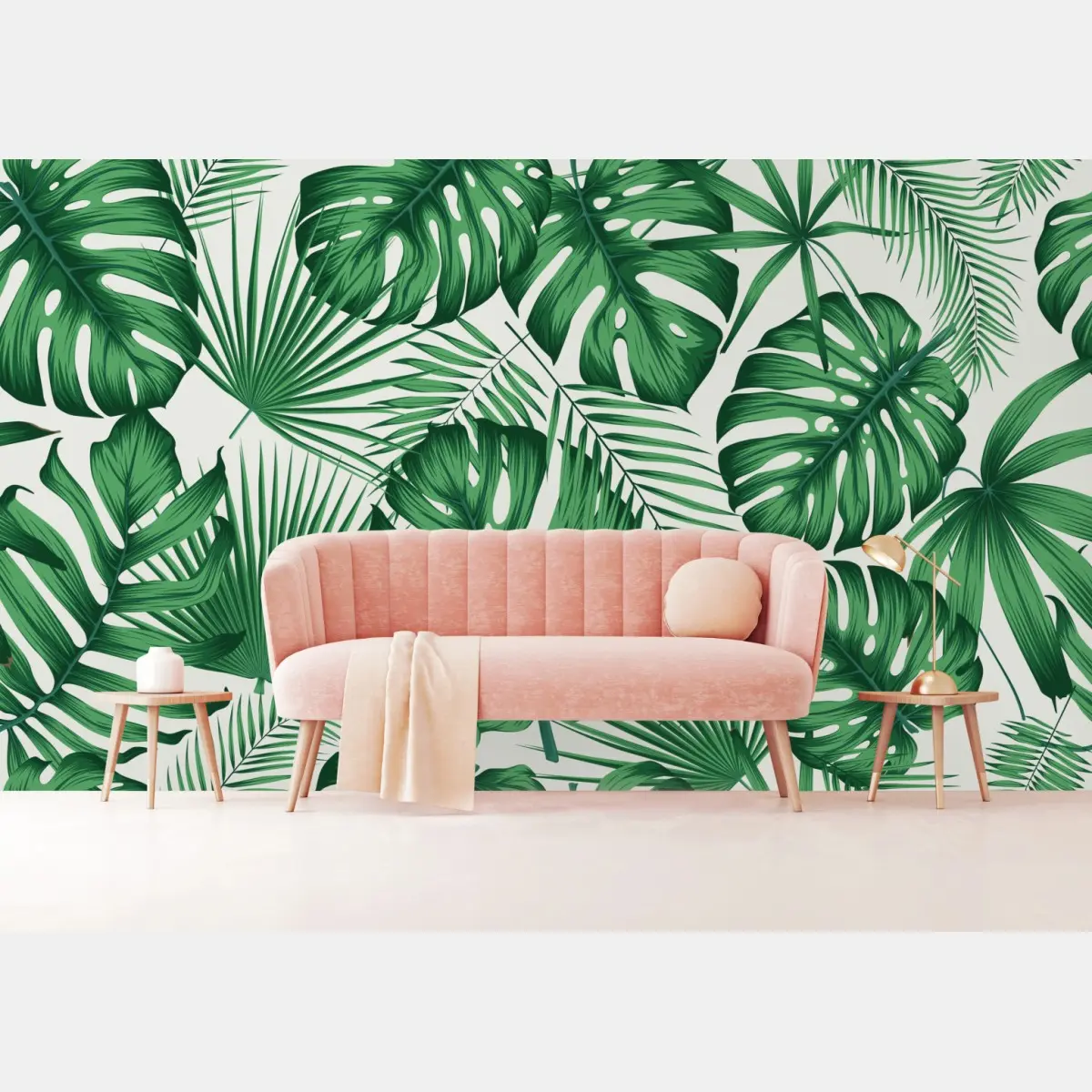Fototapete tropisches monstera- und palmblättermuster – Wallnifity®