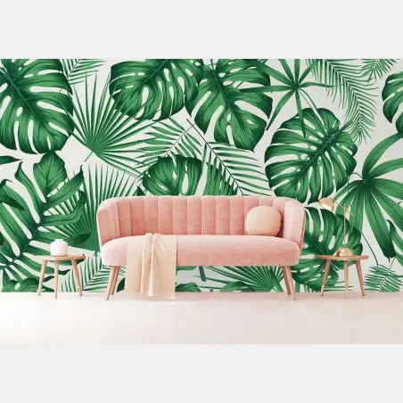 Fototapete tropisches monstera- und palmblättermuster – Wallnifity®