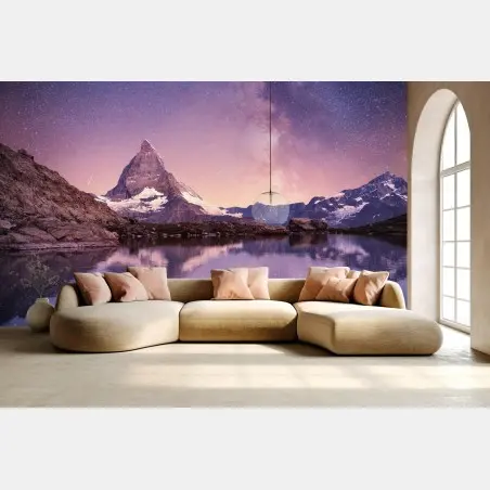 Fototapete Matterhorn unter der Milchstraße mit spiegelung – Wallnifity®