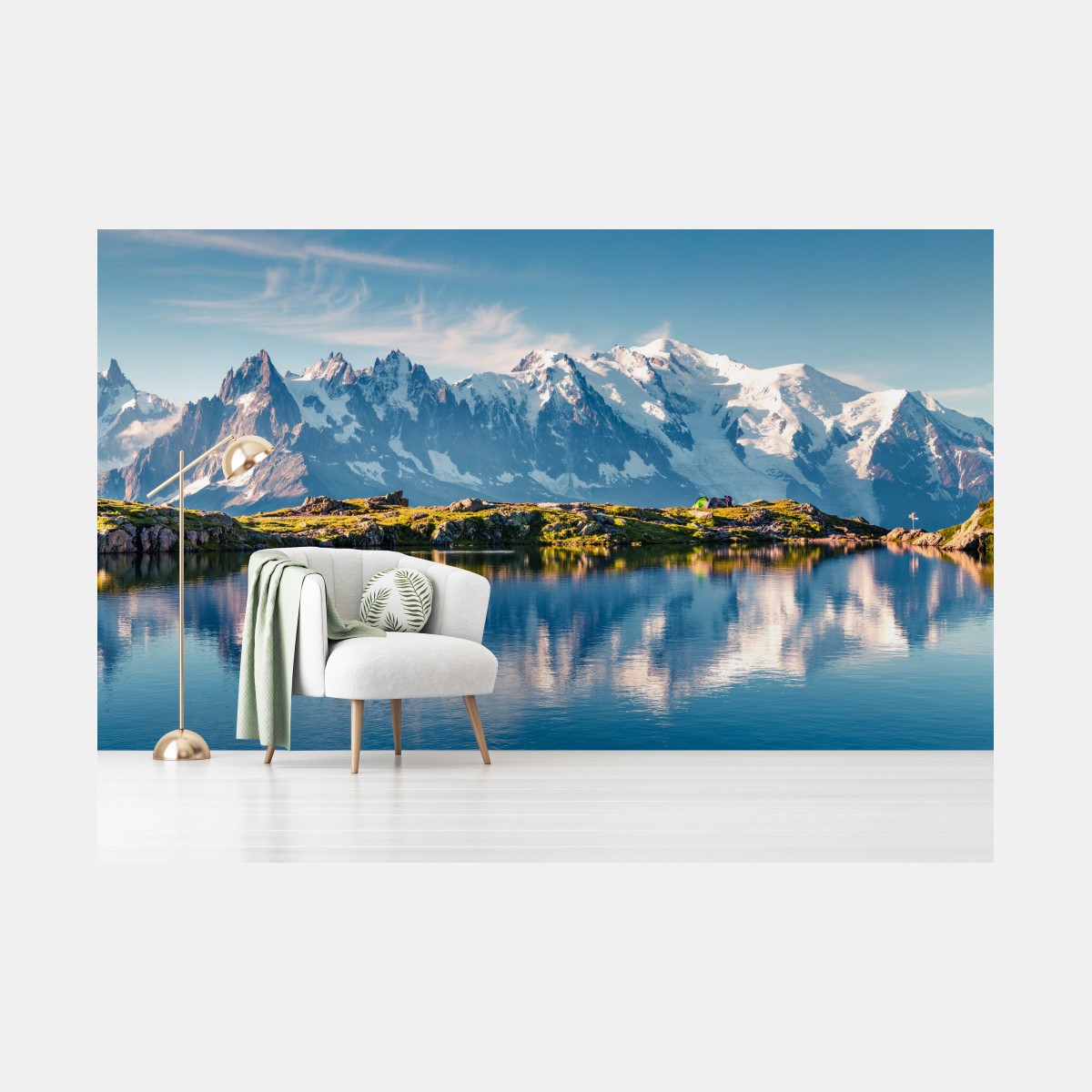 Fototapete panorama von Mont Blanc über dem Lac Blanc – Wallnifity®