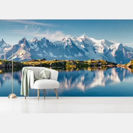 Fototapete panorama von Mont Blanc über dem Lac Blanc – Wallnifity®