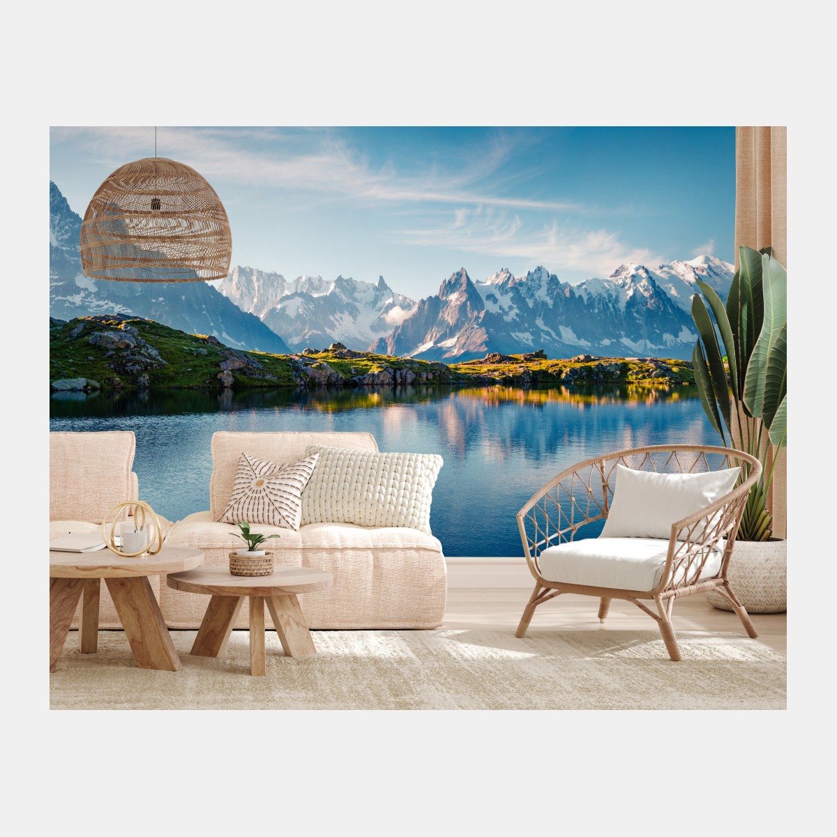 Fototapete panorama von Lac Blanc und Mont Blanc – Wallnifity®