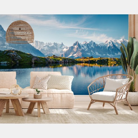 Fototapete panorama von Lac Blanc und Mont Blanc – Wallnifity®