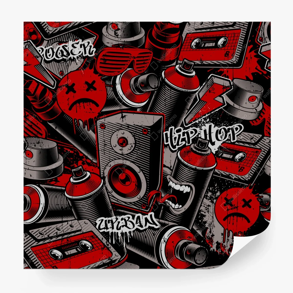 Fototapete urbanes graffiti hip hop collage – Wallnifity®