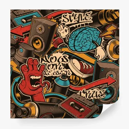 Fototapete urbanes graffiti pop-art collage – Wallnifity®
